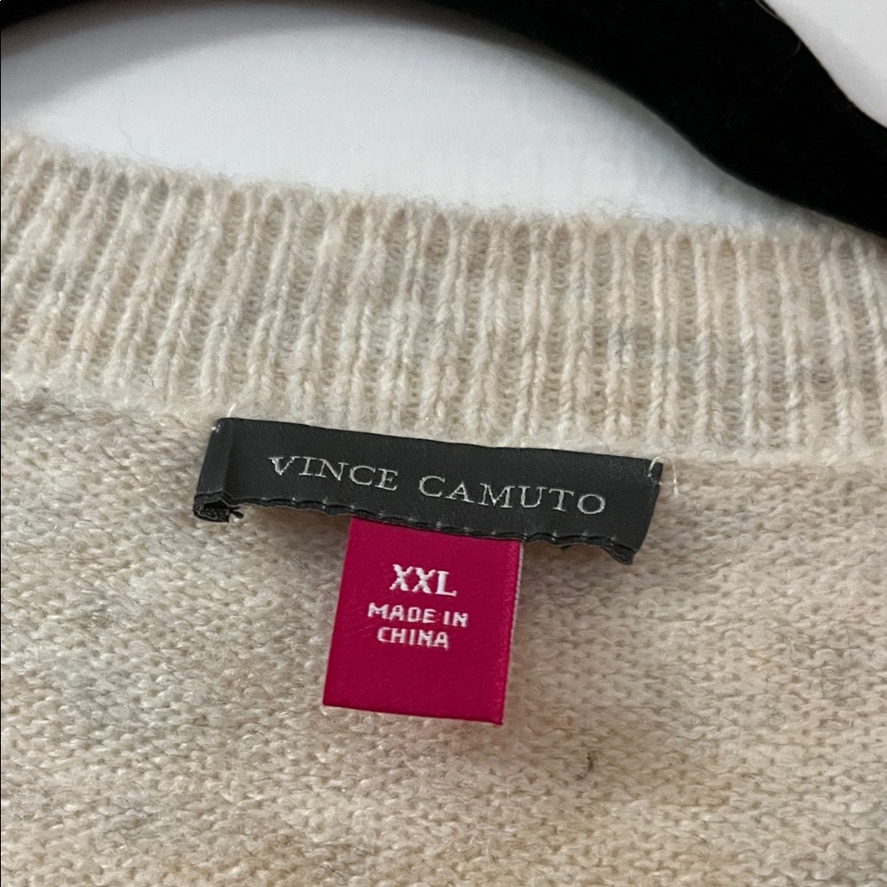 Vince Camuto Cream Sweater with Gold Text - Picture 2 of 5